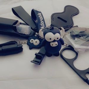 Adorable Black Cow Safety Keychain